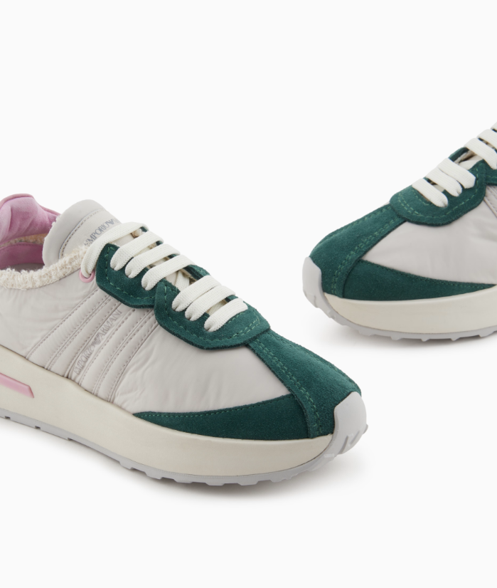 ARMANI Nylon sneakers with suede details