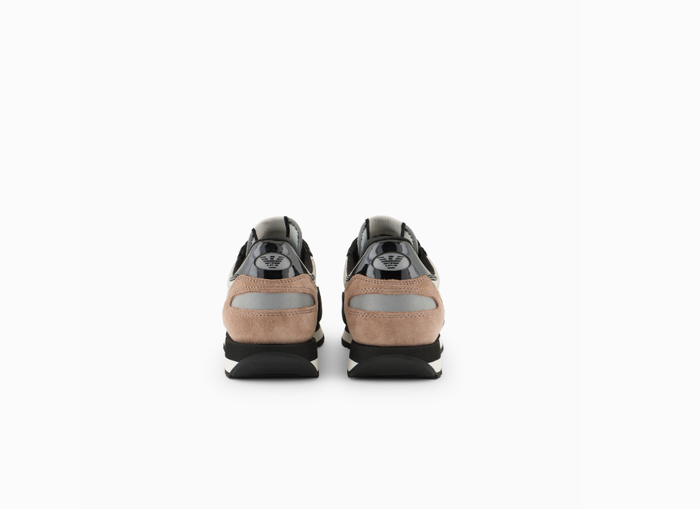 ARMANI Suede sneakers with reflective and nylon details