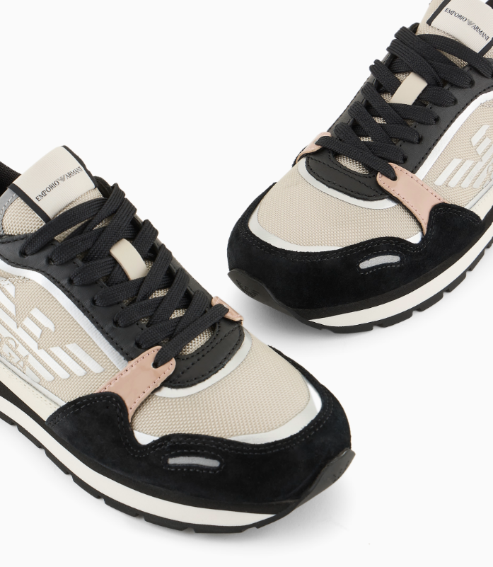 ARMANI Suede sneakers with reflective and nylon details