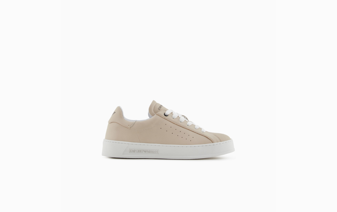 ARMANI Leather sneakers with logo