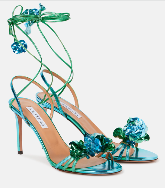 Aquazzura Summer Sun 85 metallic leather sandals