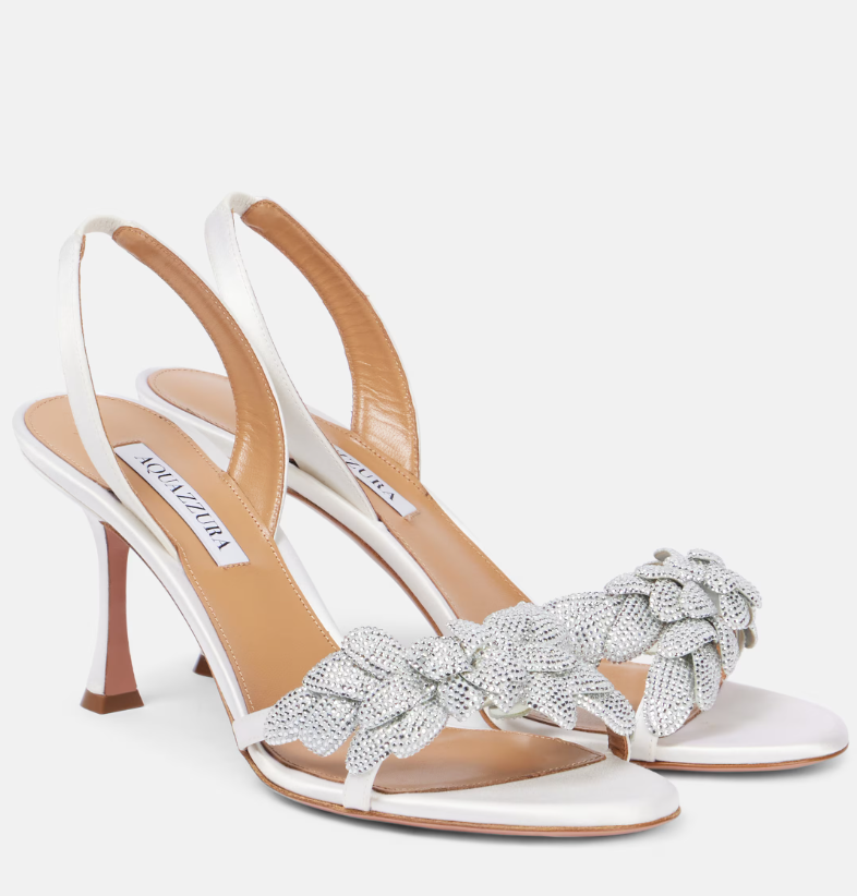 Aquazzura Galactic Flower 75 leather sandals