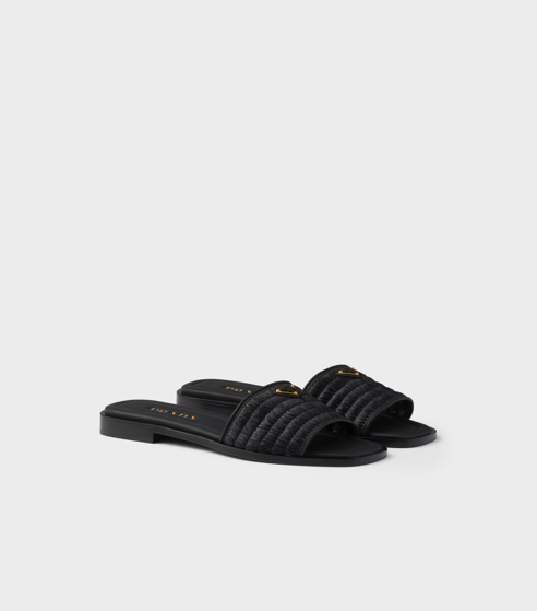 PRADA Leather slides with crochet details
