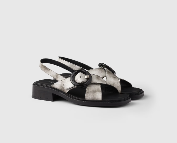 PRADA Brushed leather sandals with buckle