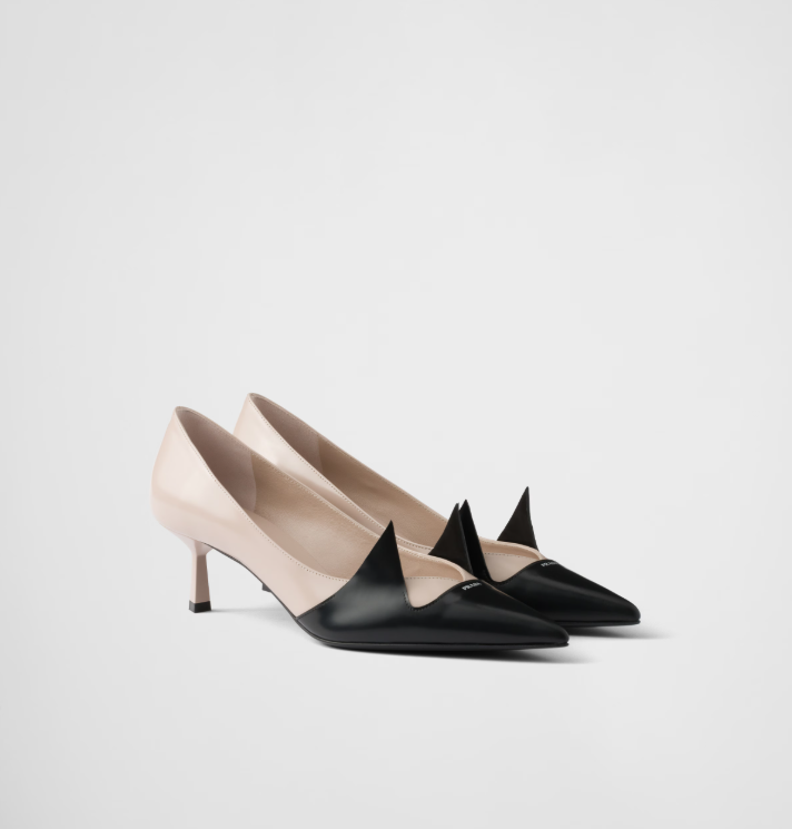 PRADA Two-tone brushed leather pumps