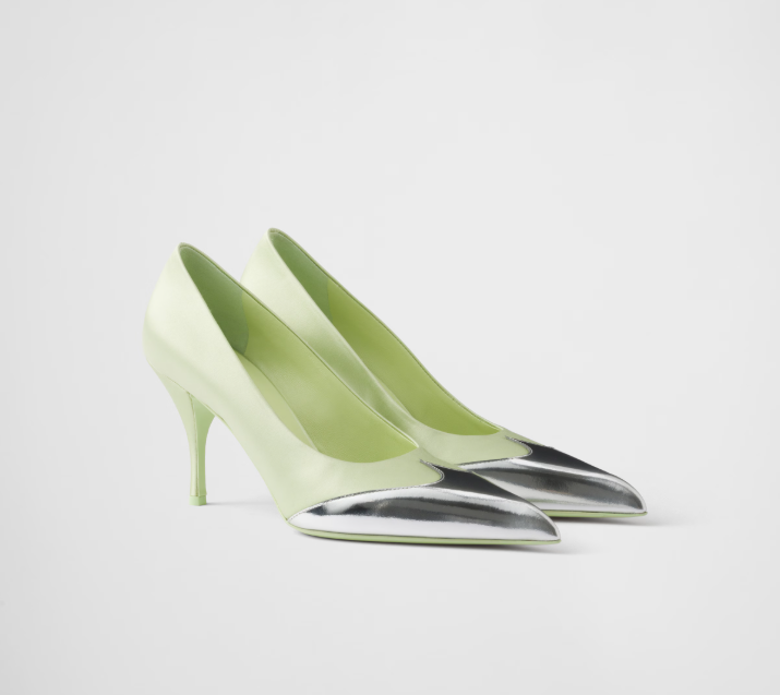 PRADA Satin and metallic leather pumps