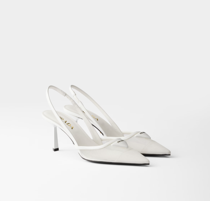PRADA Mesh fabric slingback pumps