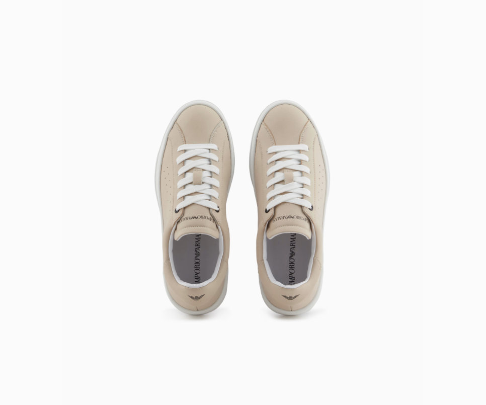 ARMANI Leather sneakers with logo