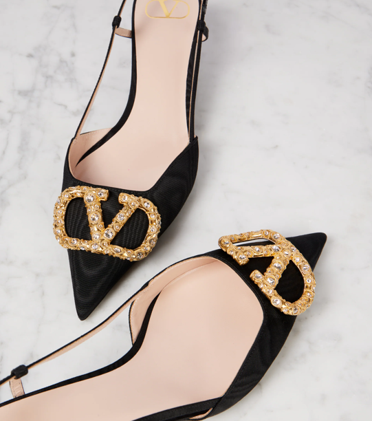 Valentino Garavani VLogo Signature 40 satin slingback pumps