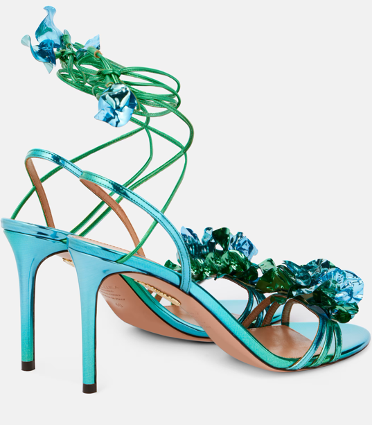 Aquazzura Summer Sun 85 metallic leather sandals