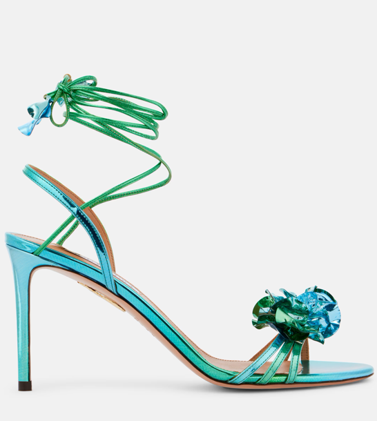 Aquazzura Summer Sun 85 metallic leather sandals