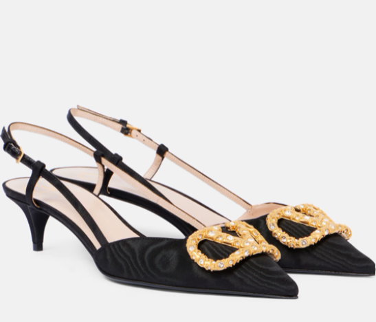 Valentino Garavani VLogo Signature 40 satin slingback pumps