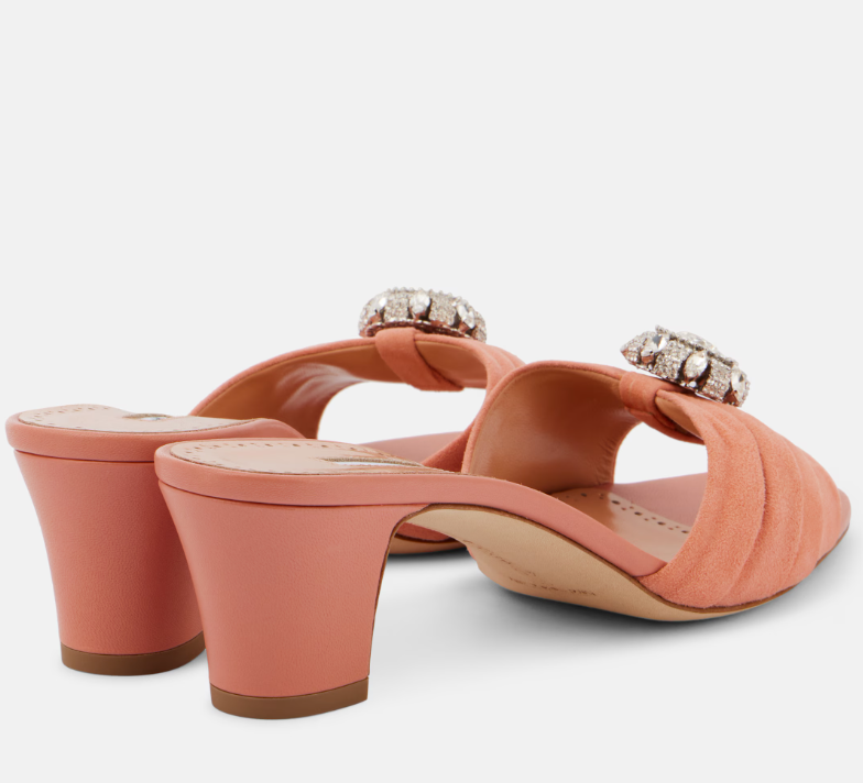 Manolo Blahnik Ansaklo 50 embellished suede mules