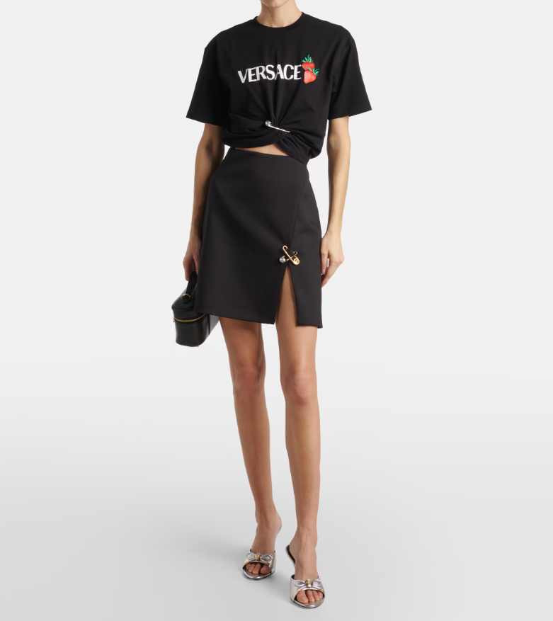Versace Opera Bow 85 metallic leather mules