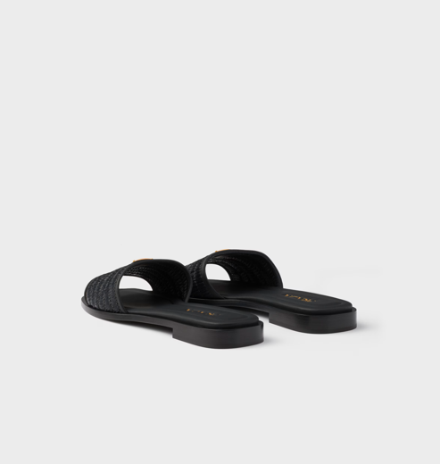 PRADA Leather slides with crochet details