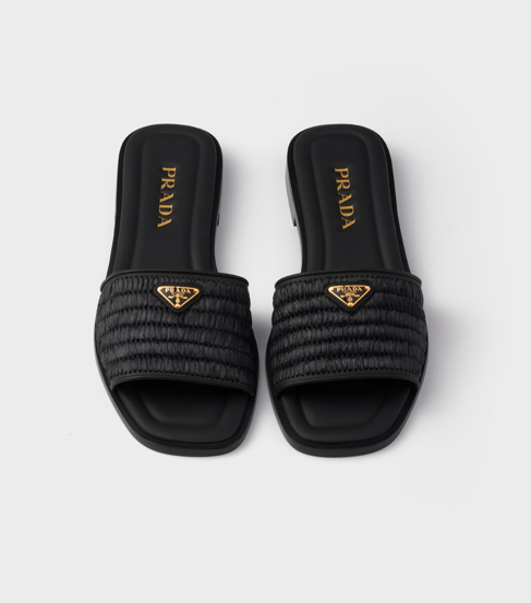 PRADA Leather slides with crochet details