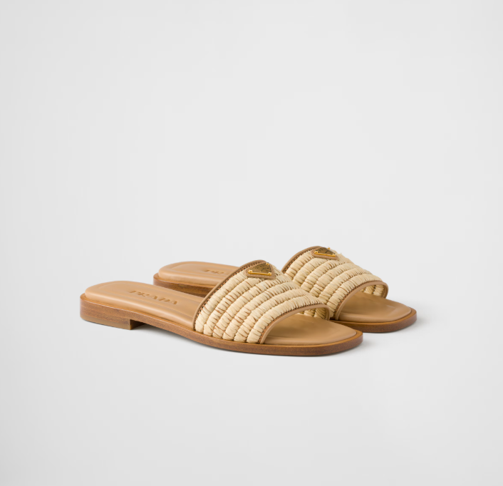 PRADA Leather slides with crochet details