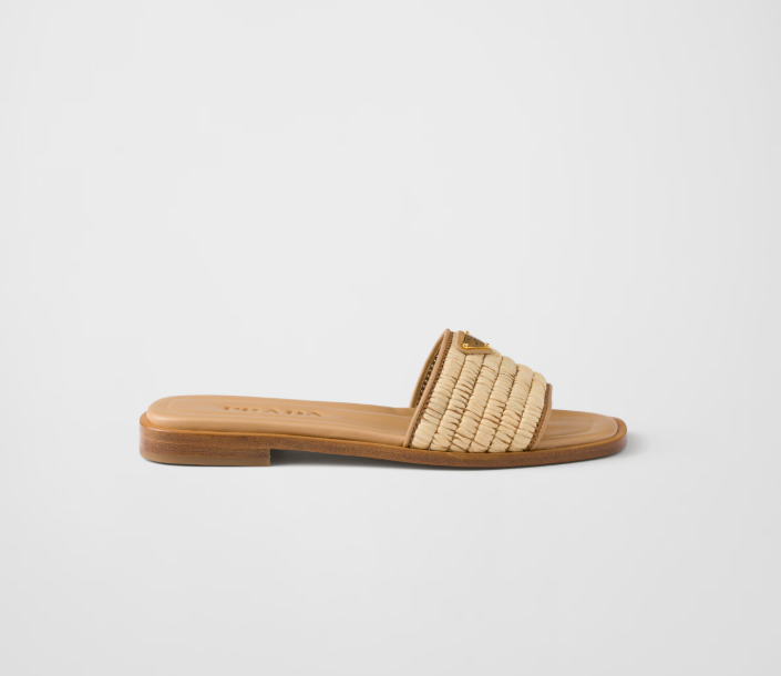 PRADA Leather slides with crochet details