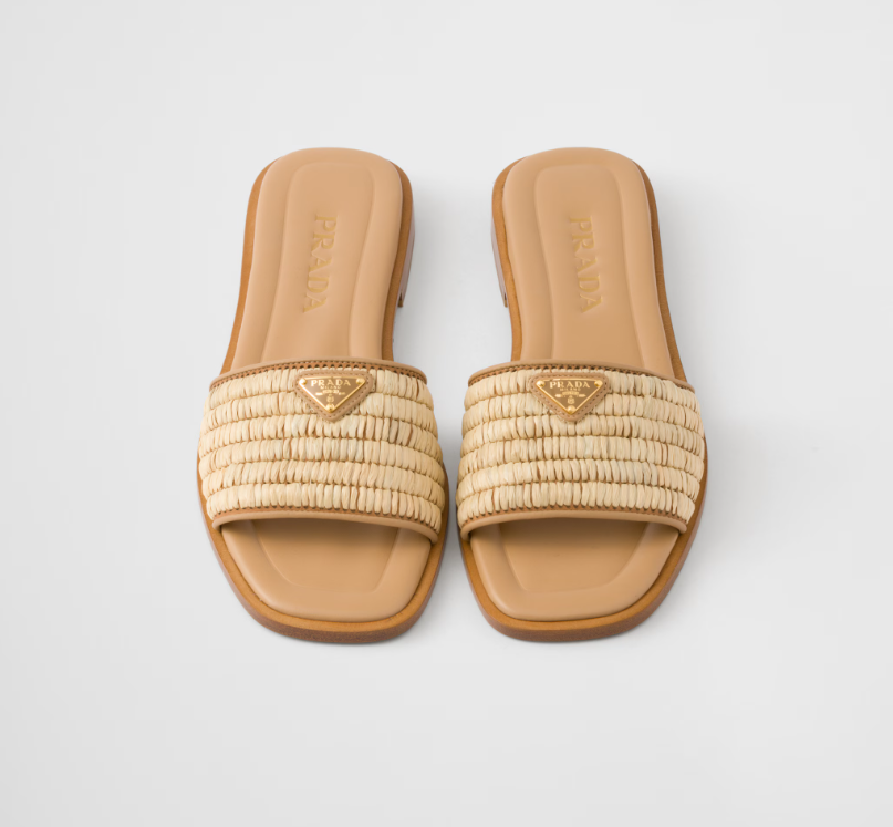 PRADA Leather slides with crochet details