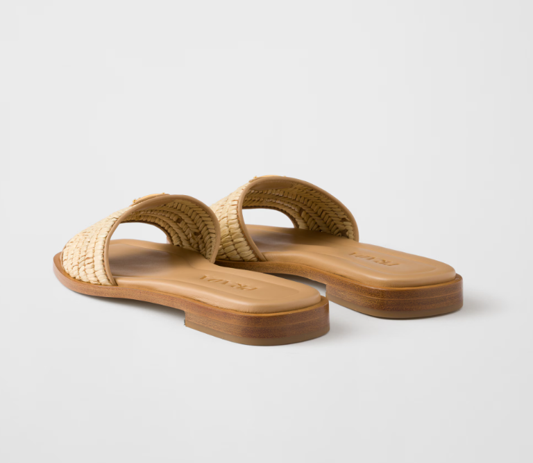 PRADA Leather slides with crochet details