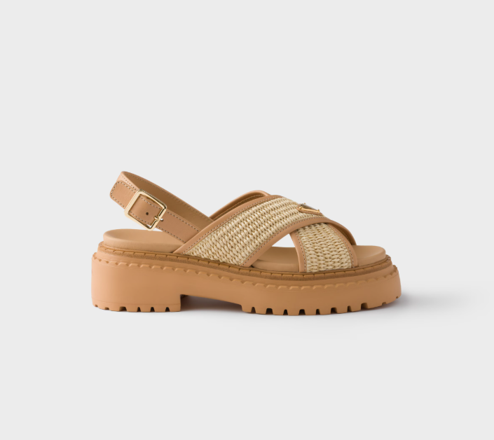 PRADA Crochet and leather sandals