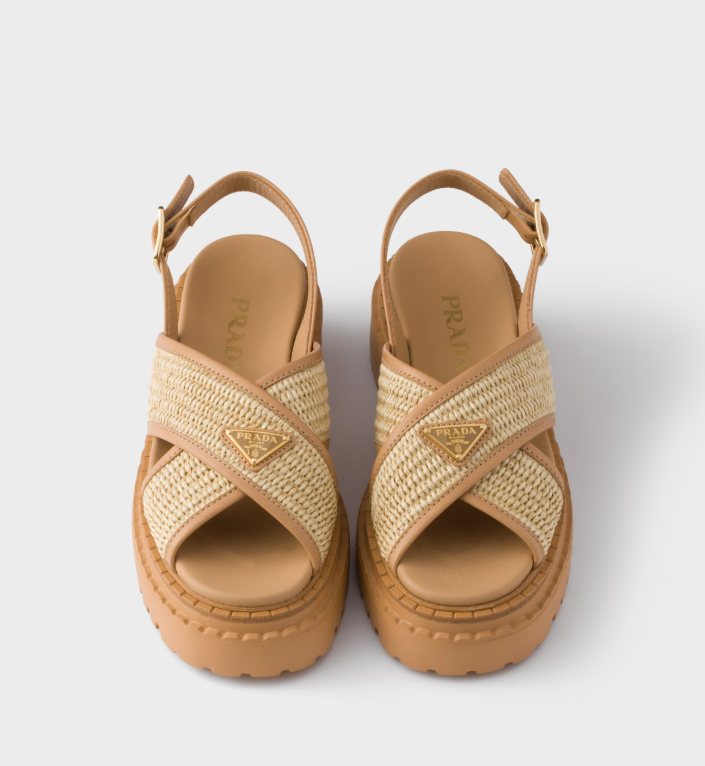 PRADA Crochet and leather sandals