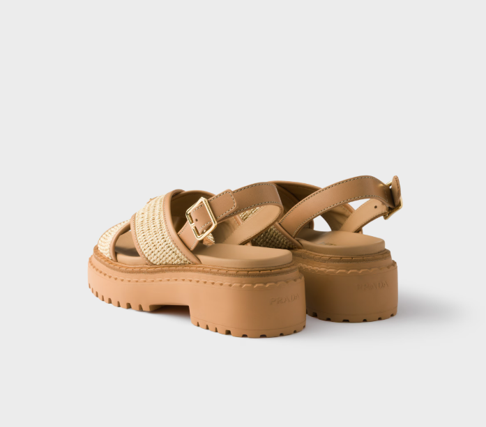 PRADA Crochet and leather sandals