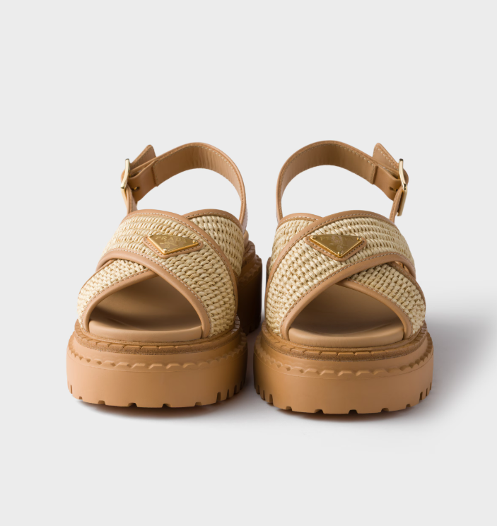 PRADA Crochet and leather sandals