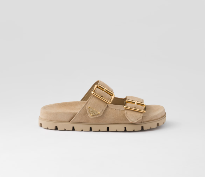PRADA Suede strap slides