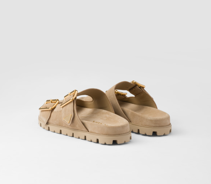 PRADA Suede strap slides