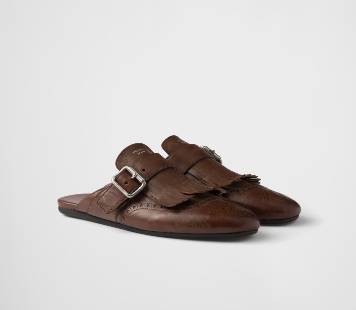 PRADA Shuffle fringed leather mules