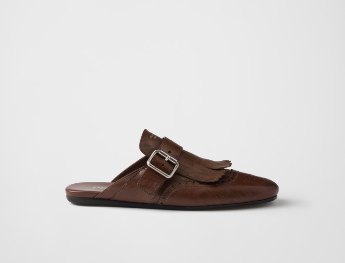 PRADA Shuffle fringed leather mules