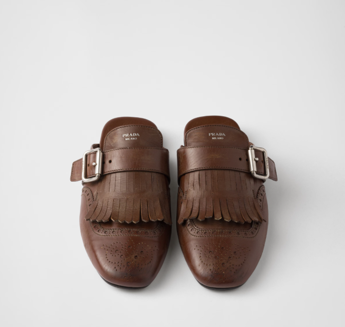PRADA Shuffle fringed leather mules