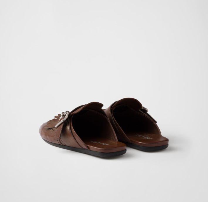 PRADA Shuffle fringed leather mules