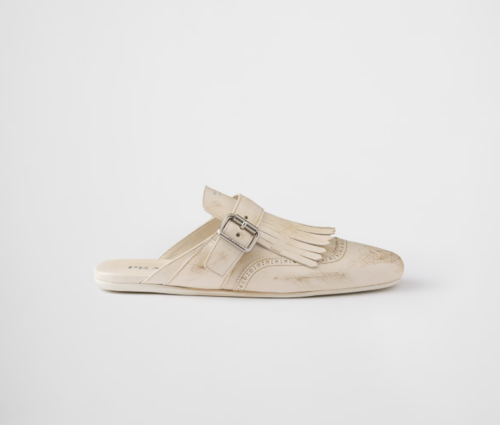 PRADA Shuffle fringed leather mules