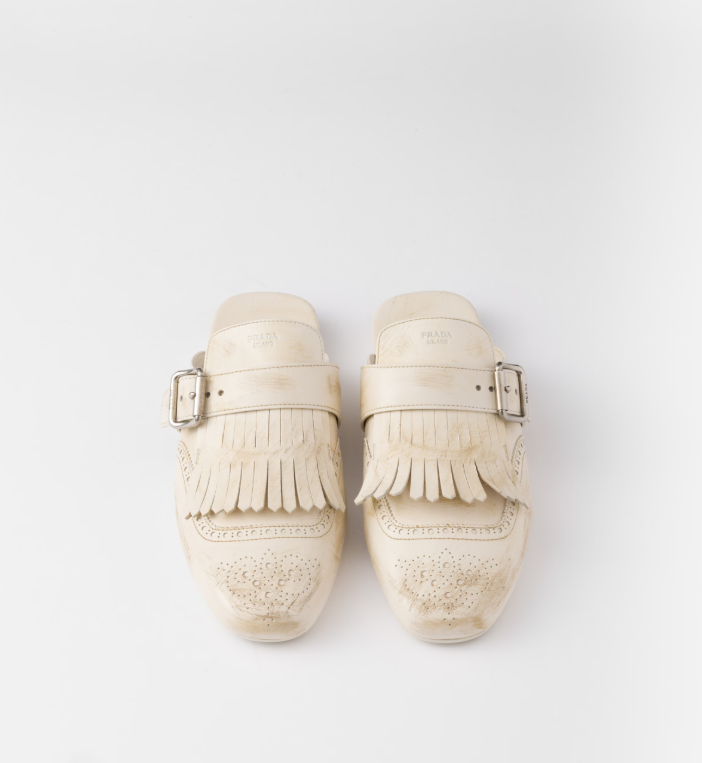 PRADA Shuffle fringed leather mules