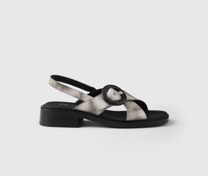 PRADA Brushed leather sandals with buckle