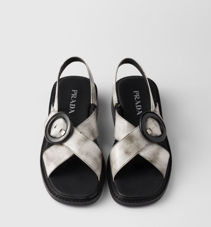 PRADA Brushed leather sandals with buckle