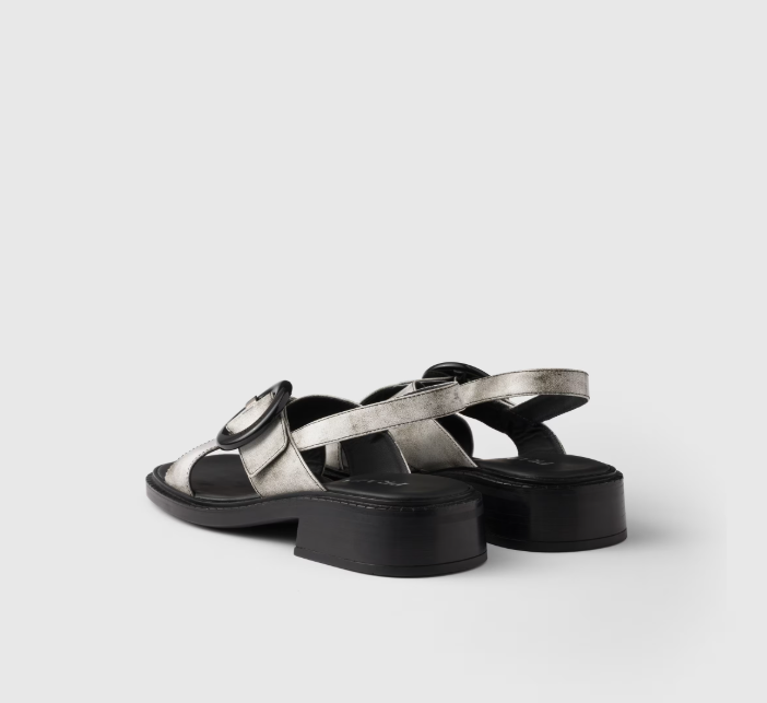 PRADA Brushed leather sandals with buckle