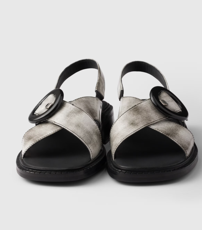 PRADA Brushed leather sandals with buckle