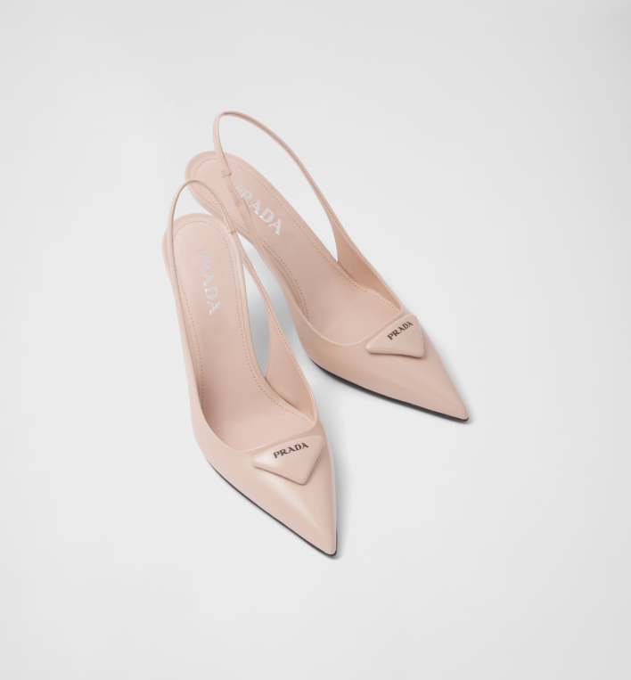 PRADA Brushed leather slingback pumps