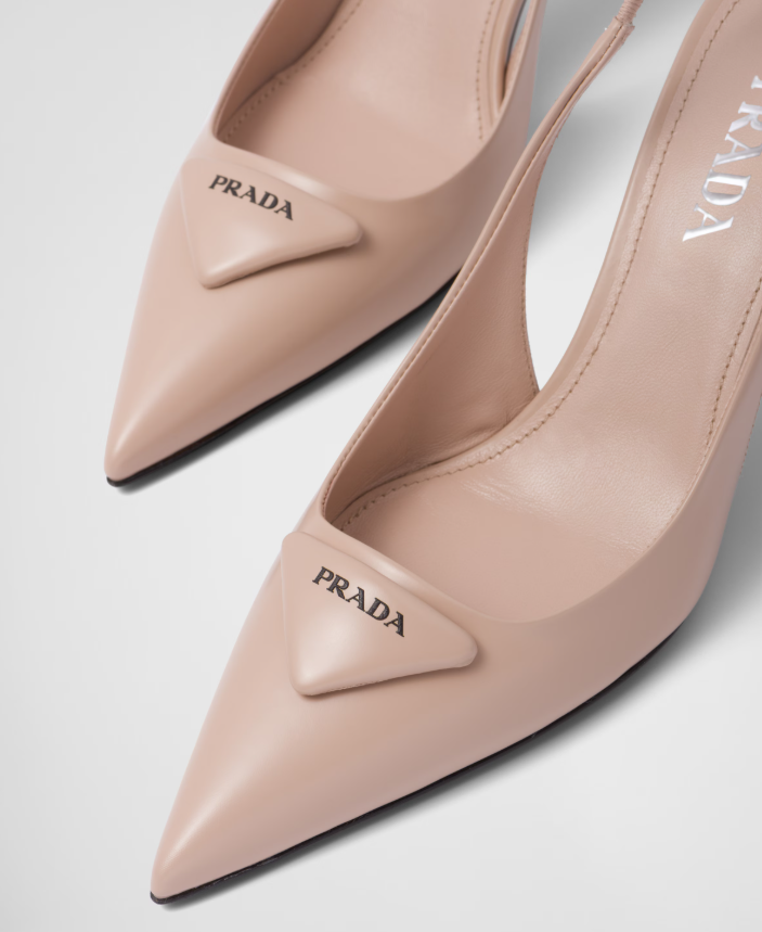 PRADA Brushed leather slingback pumps