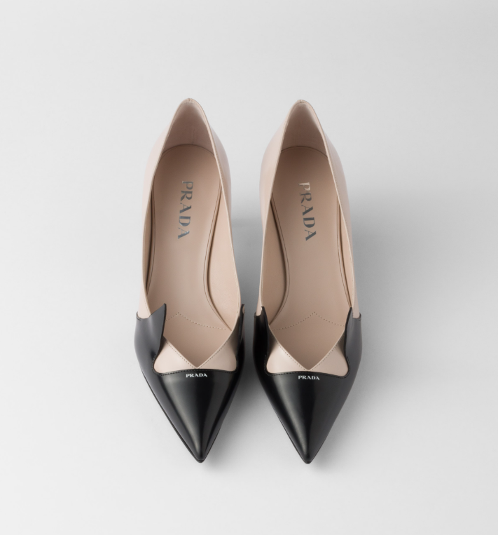 PRADA Two-tone brushed leather pumps