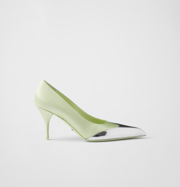 PRADA Satin and metallic leather pumps