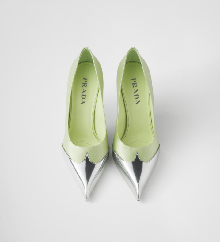 PRADA Satin and metallic leather pumps