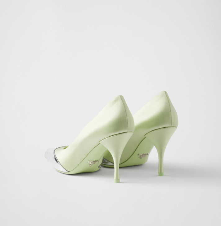 PRADA Satin and metallic leather pumps