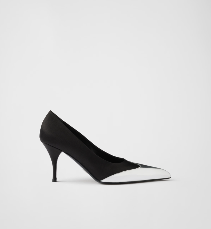 PRADA Satin and metallic leather pumps