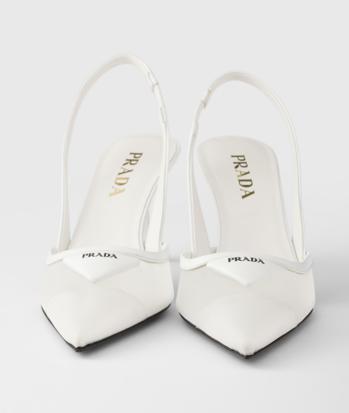 PRADA Mesh fabric slingback pumps
