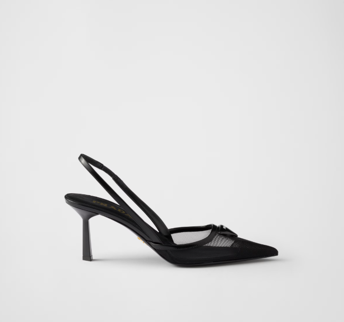 PRADA Mesh fabric slingback pumps