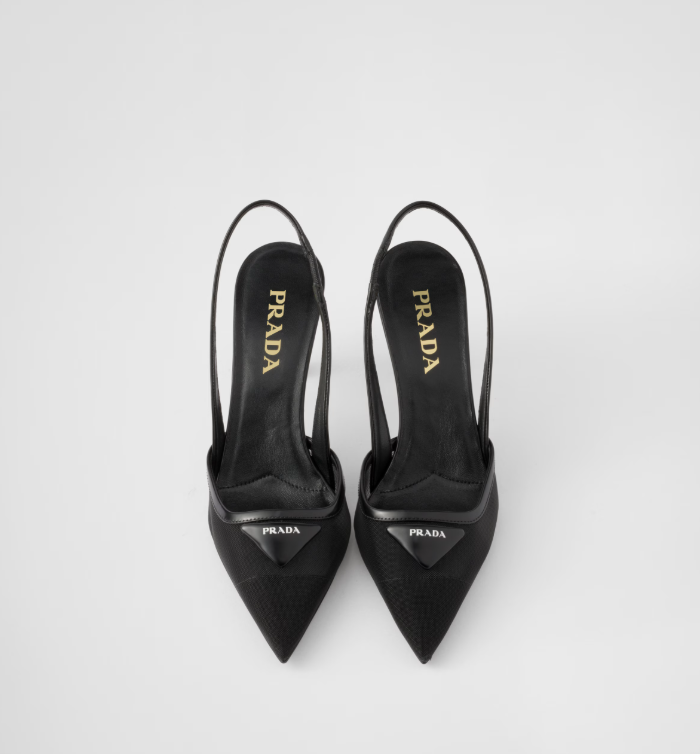PRADA Mesh fabric slingback pumps
